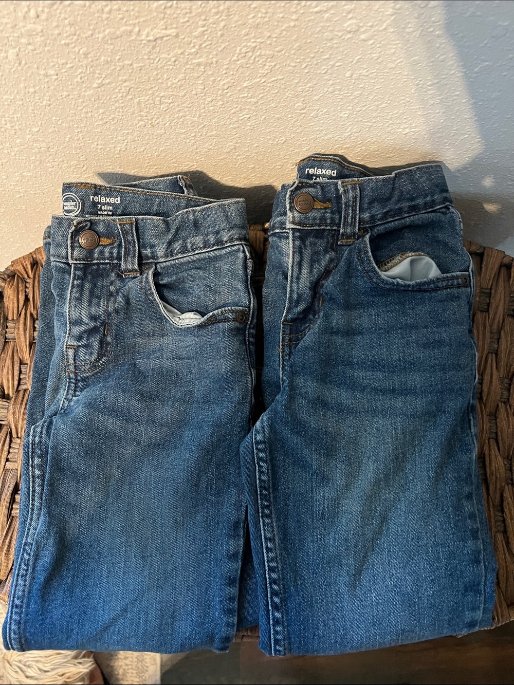 Wonder Nation Lot of 2 Relaxed Fit Boys Jeans - Blue Denim 7 Slim